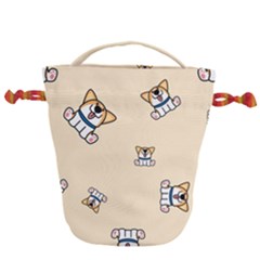 Cute Welsh Corgi Puppy Sitting Seamless Pattern Drawstring Bucket Bag by Nexatart