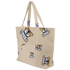 Cute Welsh Corgi Puppy Sitting Seamless Pattern Zip Up Canvas Bag by Nexatart