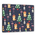Boston Terrier Welsh Corgi Puppies Seamless Pattern Wallpaper Canvas 24  x 20  (Stretched) View1