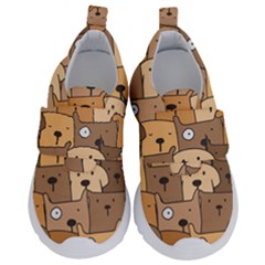Cute Dog Seamless Pattern Background Kids  Velcro No Lace Shoes by Nexatart
