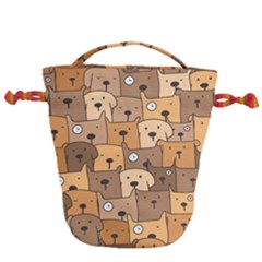 Cute Dog Seamless Pattern Background Drawstring Bucket Bag by Nexatart