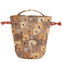 Cute Dog Seamless Pattern Background Drawstring Bucket Bag View1