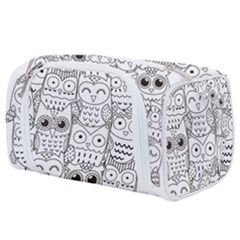 Circle Shape Pattern With Cute Owls Coloring Book Toiletries Pouch by Nexatart