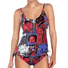 Abstract Grunge Urban Pattern With Monster Character Super Drawing Graffiti Style Vector Illustratio Tankini Set by Nexatart