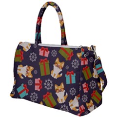 Welsh Corgi Dog With Gift Boxes Seamless Pattern Wallpaper Duffel Travel Bag by Nexatart
