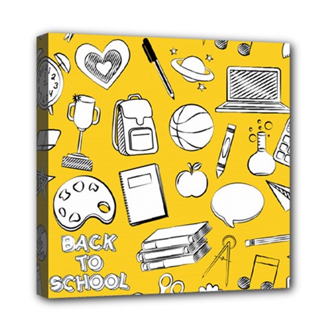 Pattern With Basketball Apple Paint Back School Illustration Mini Canvas 8  X 8  (stretched) by Nexatart