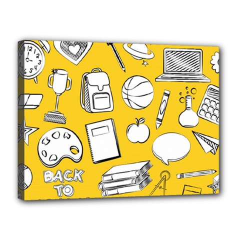 Pattern With Basketball Apple Paint Back School Illustration Canvas 16  X 12  (stretched) by Nexatart