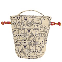 Seamless Pattern With Cute Monster Doodle Drawstring Bucket Bag by Nexatart