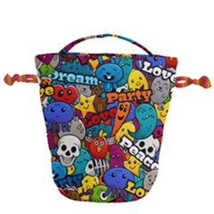 Graffiti Characters Seamless Pattern Drawstring Bucket Bag by Nexatart