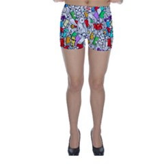 Graffiti Characters Seamless Pattern Skinny Shorts by Nexatart