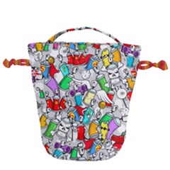 Graffiti Characters Seamless Pattern Drawstring Bucket Bag by Nexatart