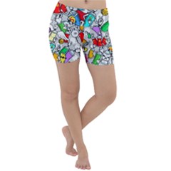 Graffiti Characters Seamless Pattern Lightweight Velour Yoga Shorts by Nexatart