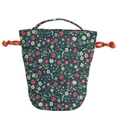 Flowering Branches Seamless Pattern Drawstring Bucket Bag by Nexatart
