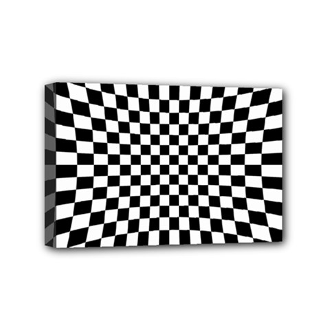 Illusion Checkerboard Black And White Pattern Mini Canvas 6  X 4  (stretched) by Nexatart