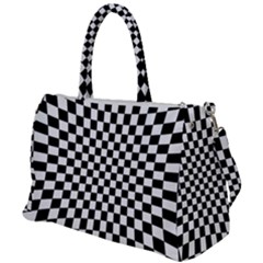 Illusion Checkerboard Black And White Pattern Duffel Travel Bag by Nexatart