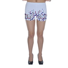 Lines And Dots Motif Geometric Print Skinny Shorts by dflcprintsclothing