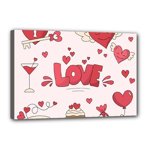Hand Drawn Valentines Day Element Collection Canvas 18  X 12  (stretched) by Vaneshart