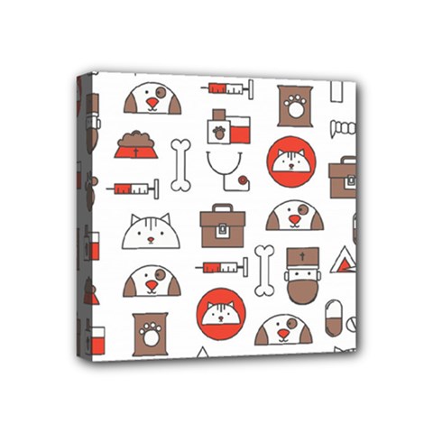 Vector Thin Line Art Vet Seamless Pattern Mini Canvas 4  X 4  (stretched) by Vaneshart
