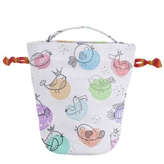 Cartoon Bird Cute Doodle Bird Drawstring Bucket Bag by Vaneshart