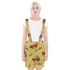 Childish Seamless Pattern With Dino Driver Braces Suspender Skirt by Vaneshart
