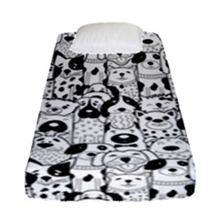 Seamless Pattern With Black White Doodle Dogs Fitted Sheet (single Size) by Vaneshart