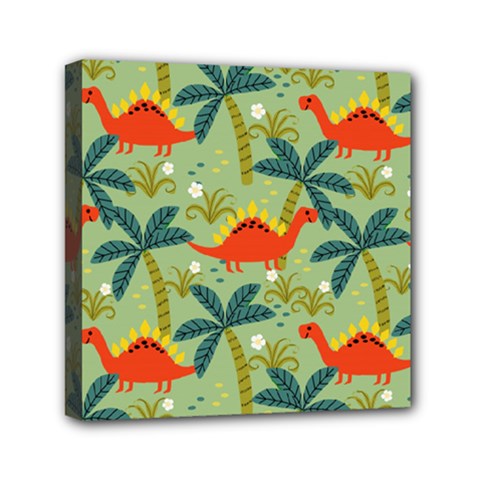 Cute Colorful Dinosaur Seamless Pattern Mini Canvas 6  X 6  (stretched) by Vaneshart