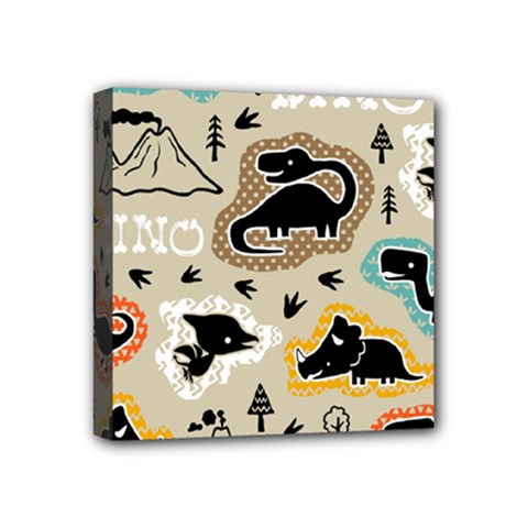 Seamless Pattern With Dinosaurs Silhouette Mini Canvas 4  X 4  (stretched) by Vaneshart
