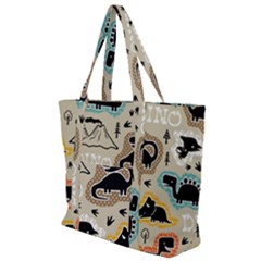 Seamless Pattern With Dinosaurs Silhouette Zip Up Canvas Bag by Vaneshart