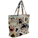 Seamless Pattern With Dinosaurs Silhouette Zip Up Canvas Bag View2