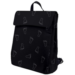 Neon Style Black And White Footprints Motif Pattern Flap Top Backpack by dflcprintsclothing