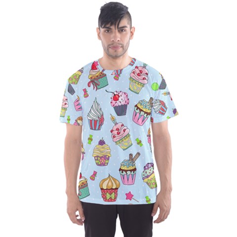 Cupcake Doodle Pattern Men s Sports Mesh Tee by Sobalvarro
