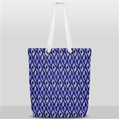 Blue Diamonds Full Print Rope Handle Tote (small) by Sparkle