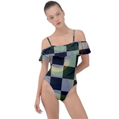 Circle Checks Frill Detail One Piece Swimsuit by Sparkle