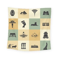 Egyptian Flat Style Icons Square Tapestry (small) by Wegoenart