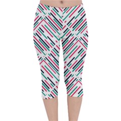 Abstract Colorful Pattern Background Velvet Capri Leggings  by Wegoenart