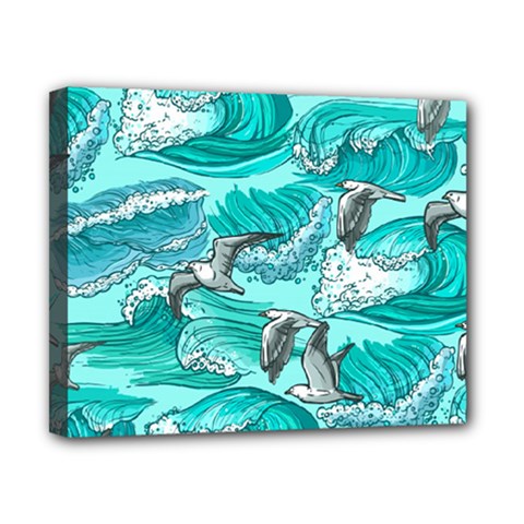 Sea Waves Seamless Pattern Canvas 10  X 8  (stretched) by Wegoenart