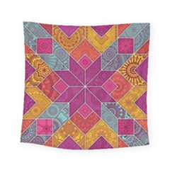 Ethnic Floral Mosaic Pattern Square Tapestry (small) by Wegoenart