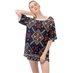 Ukrainian Folk Seamless Pattern Ornament Oversized Chiffon Top by Wegoenart