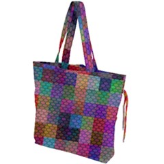 Random Colors Hexagon Drawstring Tote Bag by Sparkle