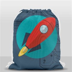Rocket With Science Related Icons Image Drawstring Bag (small) by Vaneshart