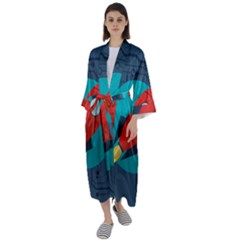 Rocket With Science Related Icons Image Maxi Satin Kimono by Vaneshart
