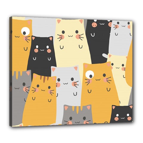 Seamless Pattern Cute Cat Cartoons Canvas 24  X 20  (stretched) by Vaneshart