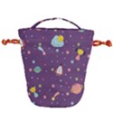 Space Travels Seamless Pattern Vector Cartoon Drawstring Bucket Bag View2