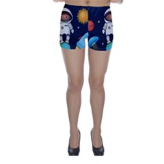 Boy Spaceman Space Rocket Ufo Planets Stars Skinny Shorts by Vaneshart