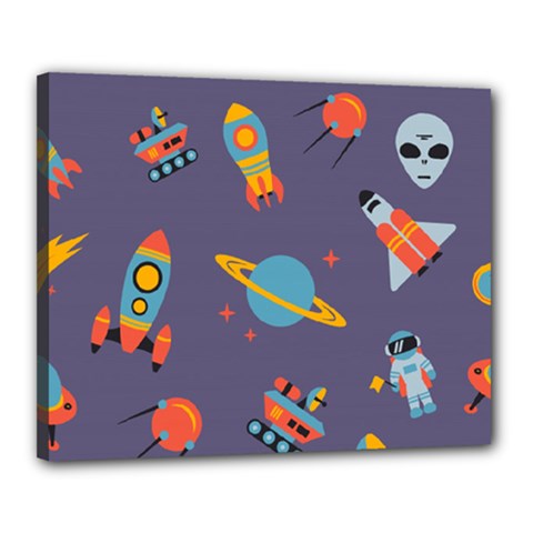 Space Seamless Pattern Canvas 20  X 16  (stretched) by Vaneshart