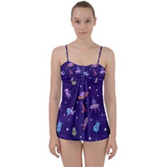 Space Seamless Pattern Babydoll Tankini Set by Vaneshart