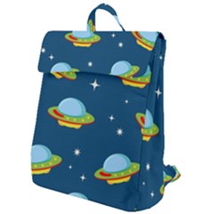 Seamless Pattern Ufo With Star Space Galaxy Background Flap Top Backpack by Vaneshart