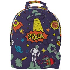 Vector Flat Space Design Background With Text Mini Full Print Backpack by Vaneshart