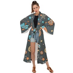 Space Seamless Pattern Maxi Kimono by Vaneshart