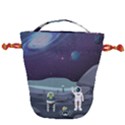 Alien Astronaut Scene Drawstring Bucket Bag View2